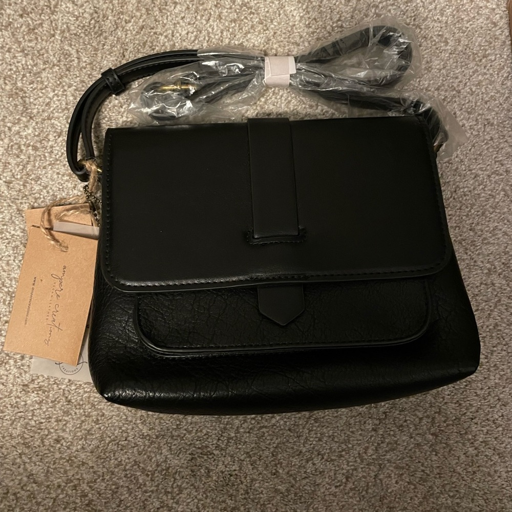 Black Vegan Leather Crossbody Bag